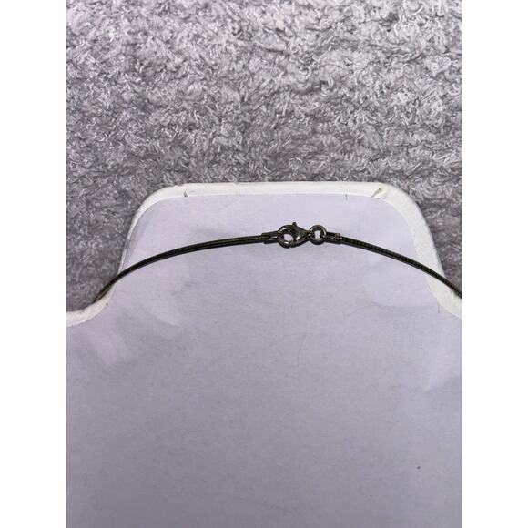 Sterling Silver Omega Chain Yellow Bead Wine Glass Charm Necklace 16" #64325 - Picture 2 of 6